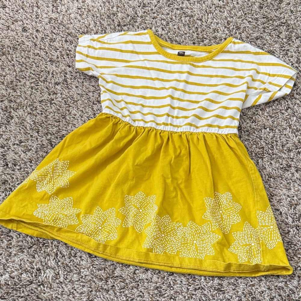 Tea Collection Yellow and White Striped Dress